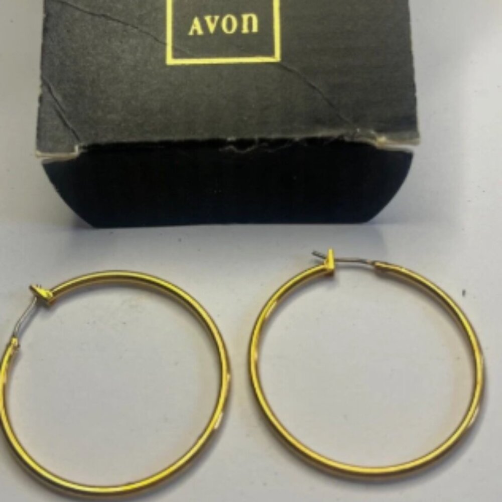 Avon Convertble Faux Marcasite Hoop Earrings with Box